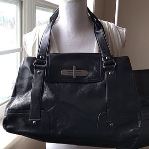 Kenneth Cole black embossed leather handbag NWOT